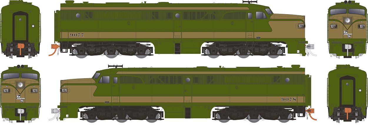 Rapido Trains 23544 HO CN Demo PA-1 + PA-1 Diesel Loco DC/DCC/Sound #9077, #9078