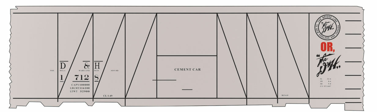 Tichy 10148N N Delaware & Hudson Gray Boxcar Black Lettering Decal Sheet