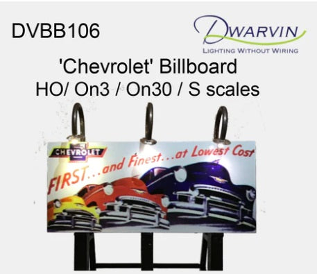 Dwarvin DVBB106-FP HO Unassembled Fiber-Lit Chevrolet Billboard