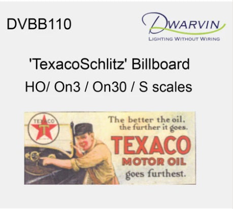 Dwarvin DVBB110-FA HO Assembled Fiber-Lit Texaco Billboard