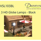Dwarvin DVSL103BL HO Fiber-Lit Globe Lamps (Pack of 3)