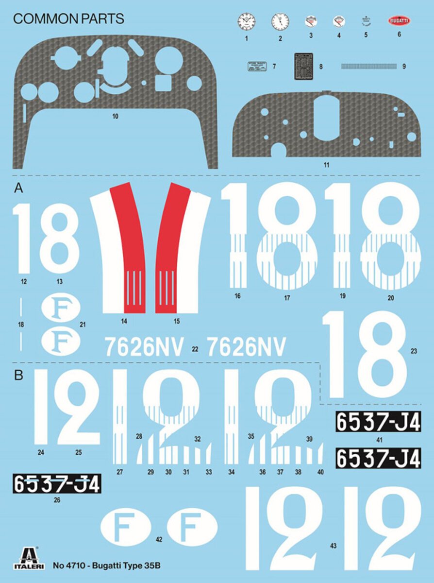 Italeri 4710 1:12 Bugatti Type 35B Car Plastic Model Kit