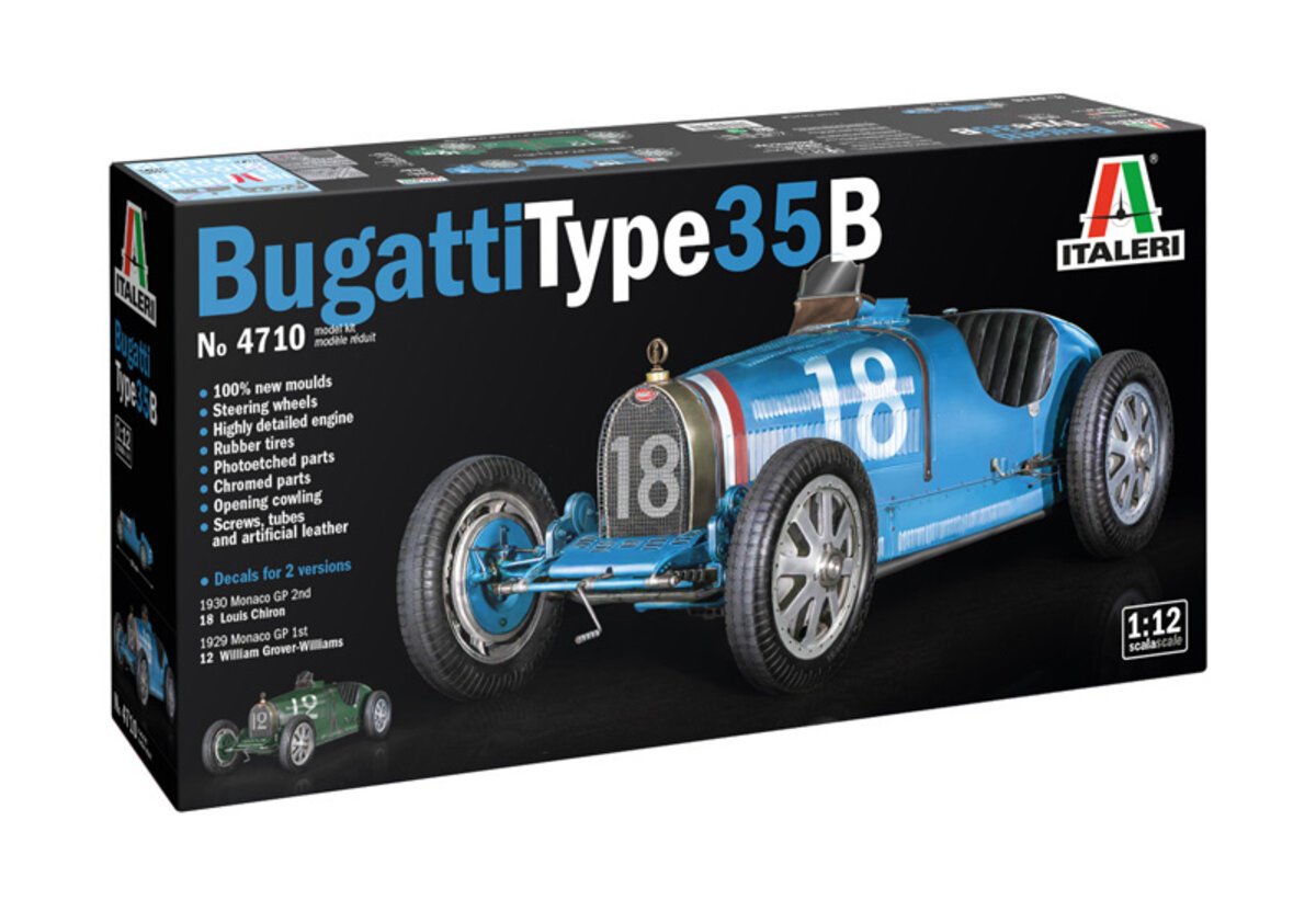 Italeri 4710 1:12 Bugatti Type 35B Car Plastic Model Kit