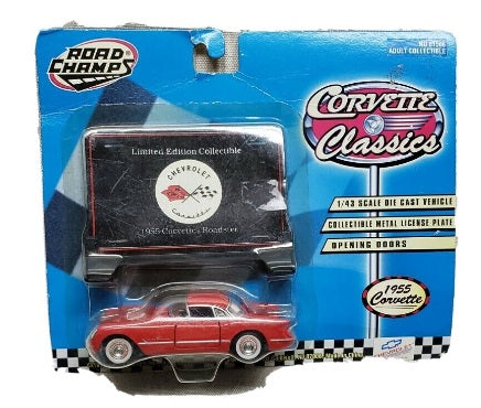 Road Champs 61506 1:43 Red 1955 Corvette Roadster Limited Edition W/Billboard