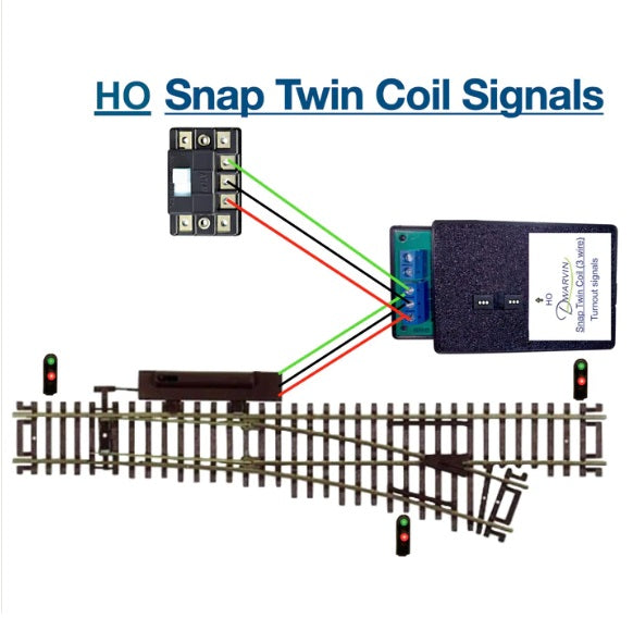 Dwarvin DVTSTC3-1NP HO Twin Coil 3 wire 3 Dwarf Signals Kit No Pwr - Black