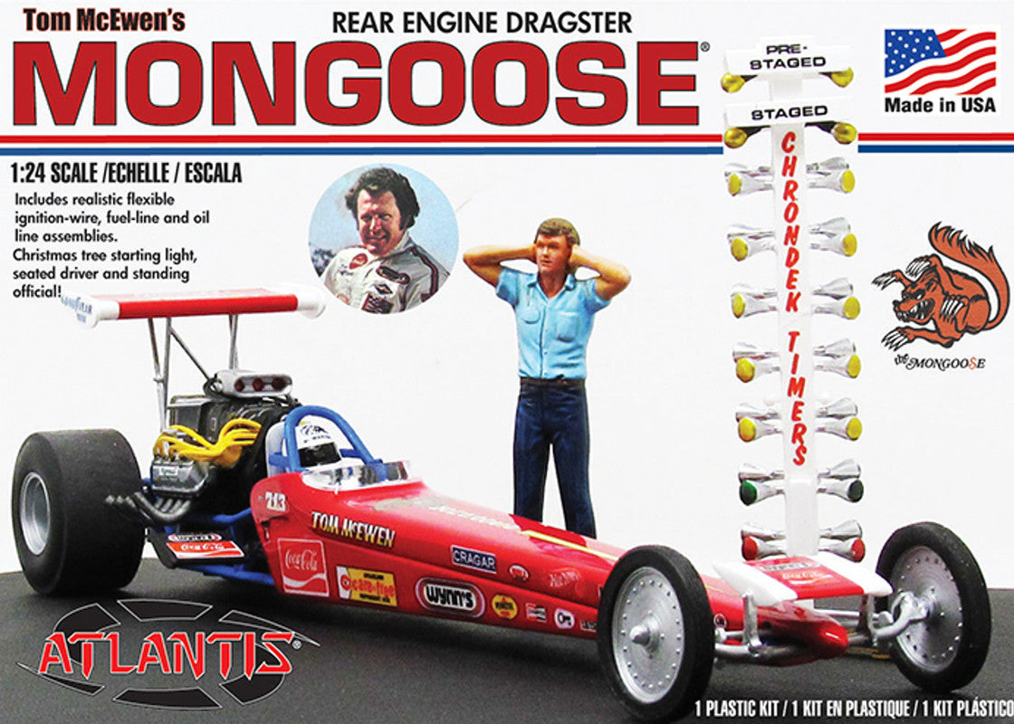 Atlantis Models 7529 1:24 Tom McEwen's Rear Engine Dragster Mongoose Model Kit
