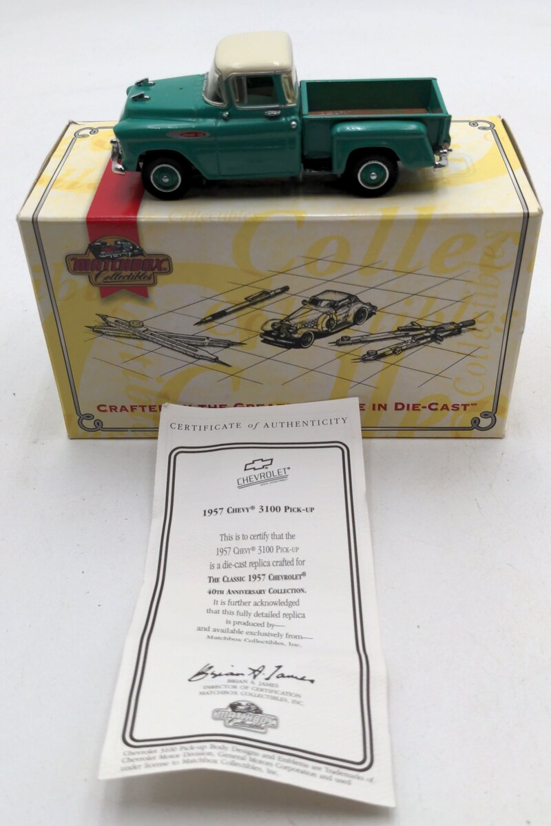 Matchbox YRS05/SA-M 1:43 Aqua & White 1957 Chevrolet 3100 Pickup Truck