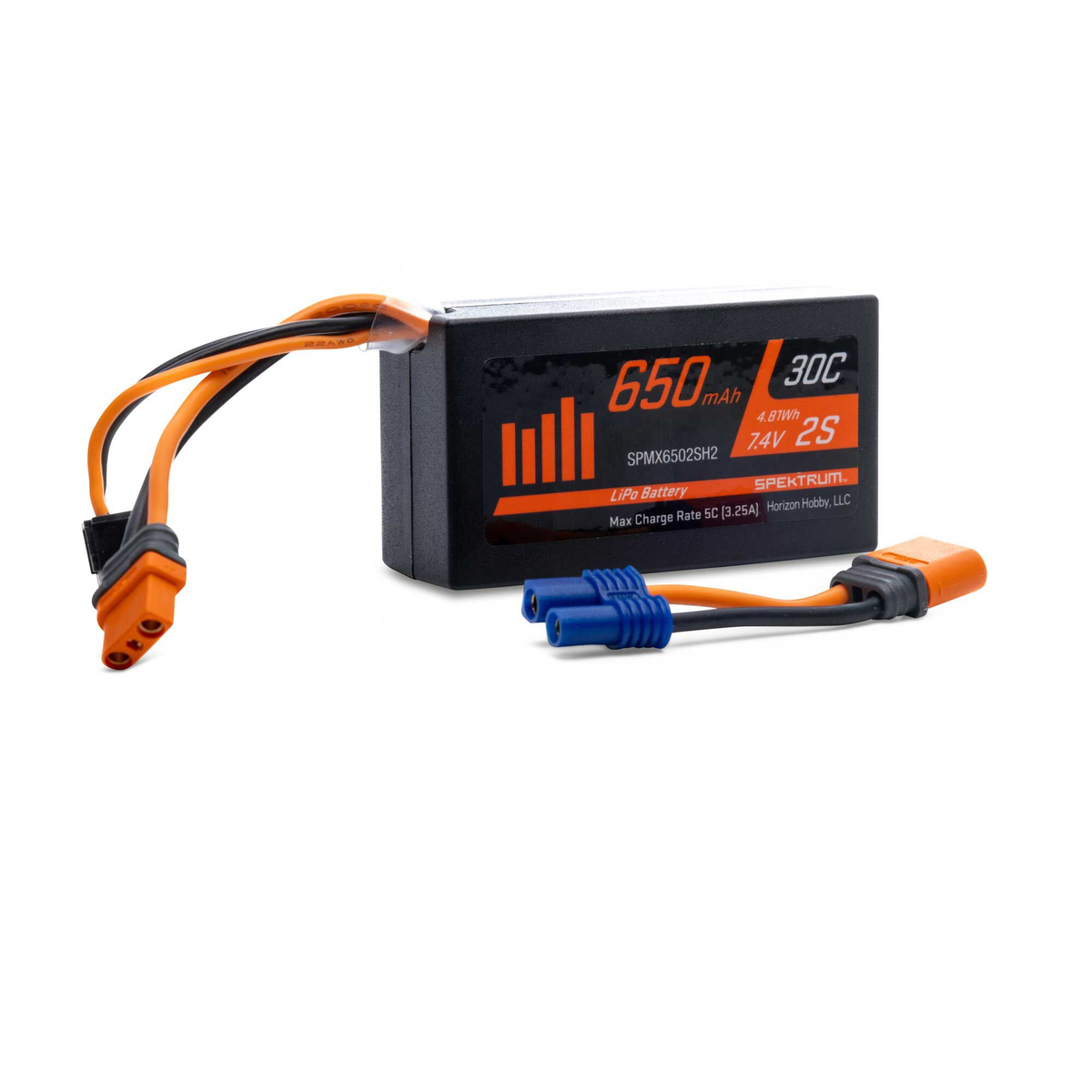 Spektrum SPMX6502SH2 IC2 7.4V 650mAh 2S 30C LiPo Battery