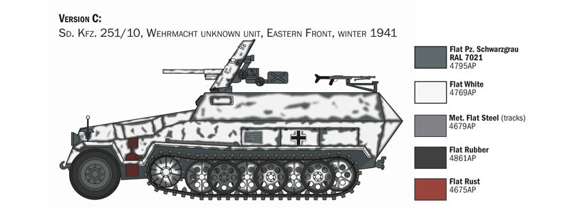 Italeri 7079 1:72 Sd.Kfz. 251/10 Military Vehicle Model Kit