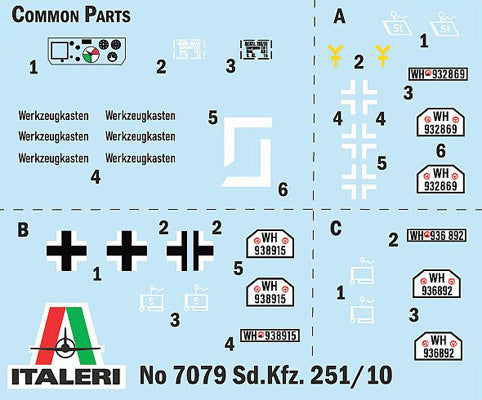 Italeri 7079 1:72 Sd.Kfz. 251/10 Military Vehicle Model Kit