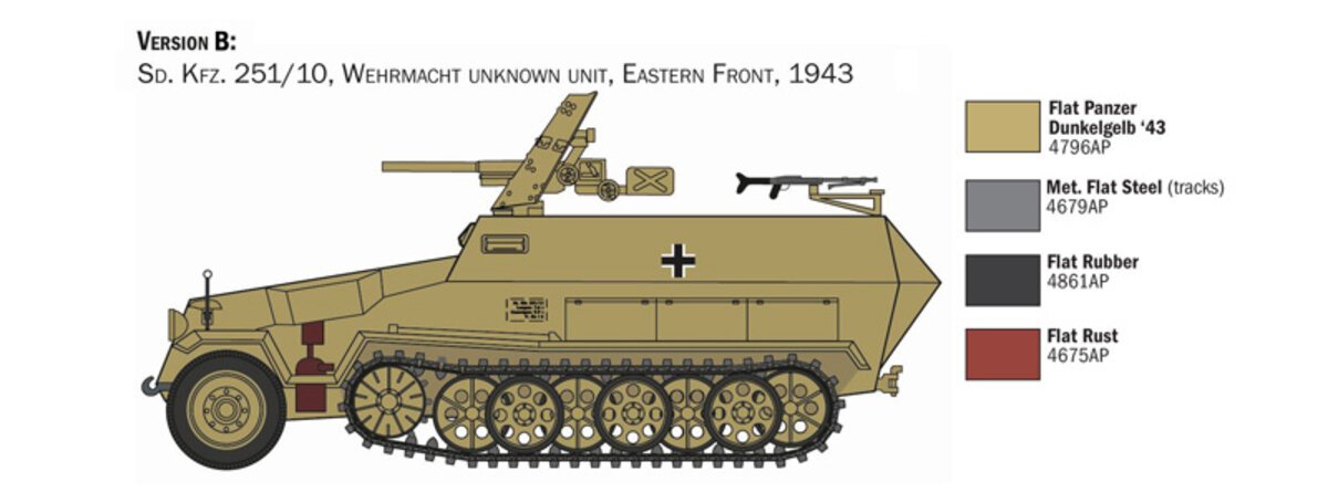 Italeri 7079 1:72 Sd.Kfz. 251/10 Military Vehicle Model Kit