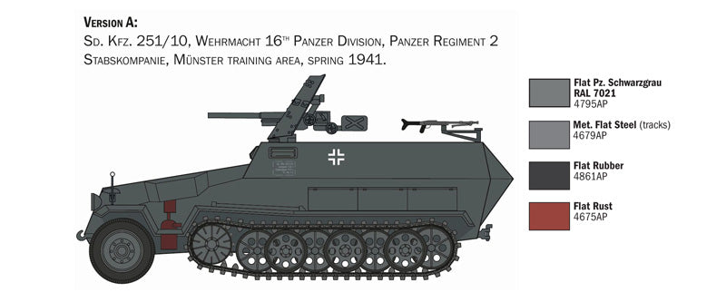 Italeri 7079 1:72 Sd.Kfz. 251/10 Military Vehicle Model Kit