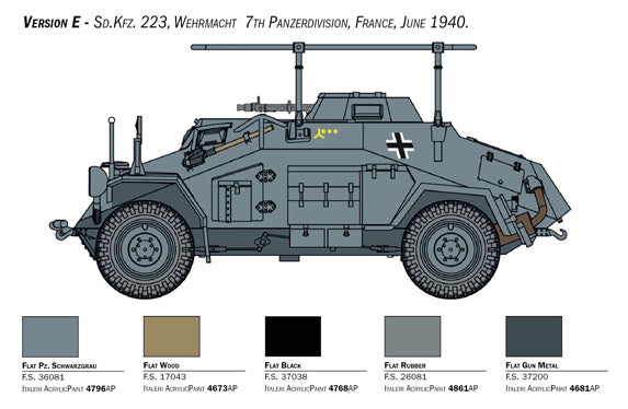 Italeri 15769 1:56 Sd. Kfz. 222/223 Military Vehicle Model Kit