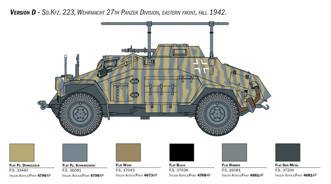 Italeri 15769 1:56 Sd. Kfz. 222/223 Military Vehicle Model Kit