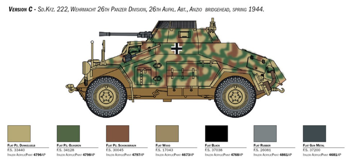 Italeri 15769 1:56 Sd. Kfz. 222/223 Military Vehicle Model Kit