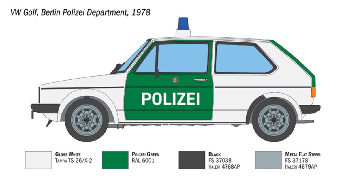 Italeri 3666 1:24 VW Golf Polizei Plastic Model Kit