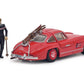 Schuco 450376600 1:43 Mercedes Benz 300 SL Diecast Car with Ski Figure