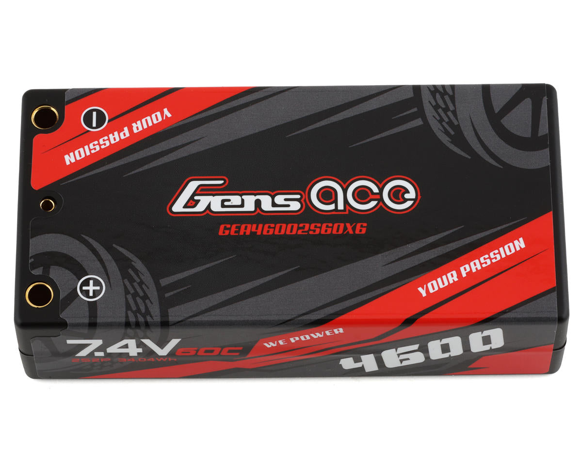 Gens Ace 46002S60X6 7.4V/4600mAh 2S LiPo Battery 60C with 4mm Bullets