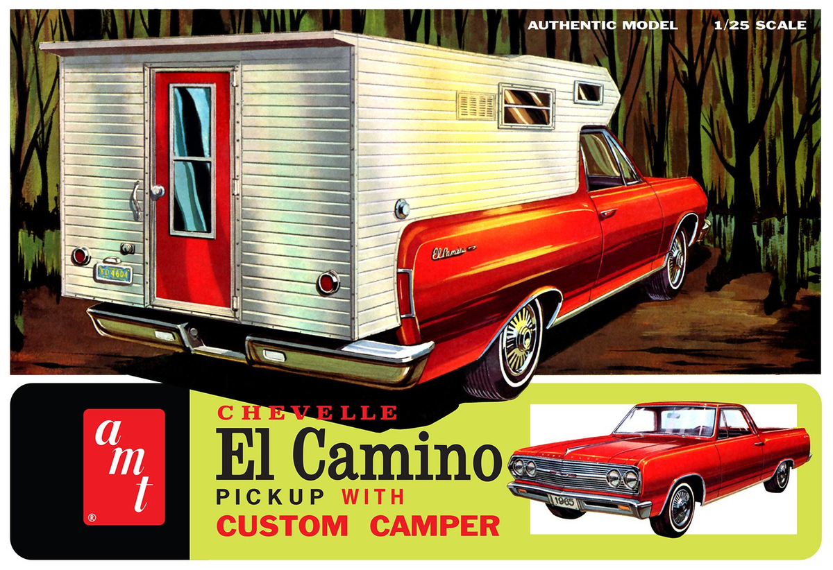 AMT 1364 1:25 1965 Chevy El Camino with Camper Plastic Model Kit