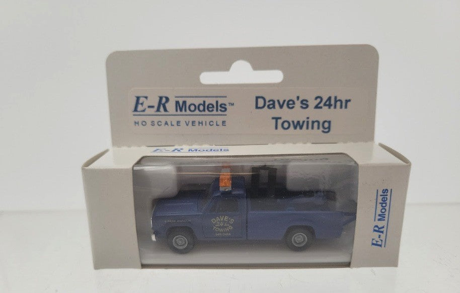 E-R Models 040-91012 HO Scale Navy Blue Dave's 24 Hr Towing Tow Truck