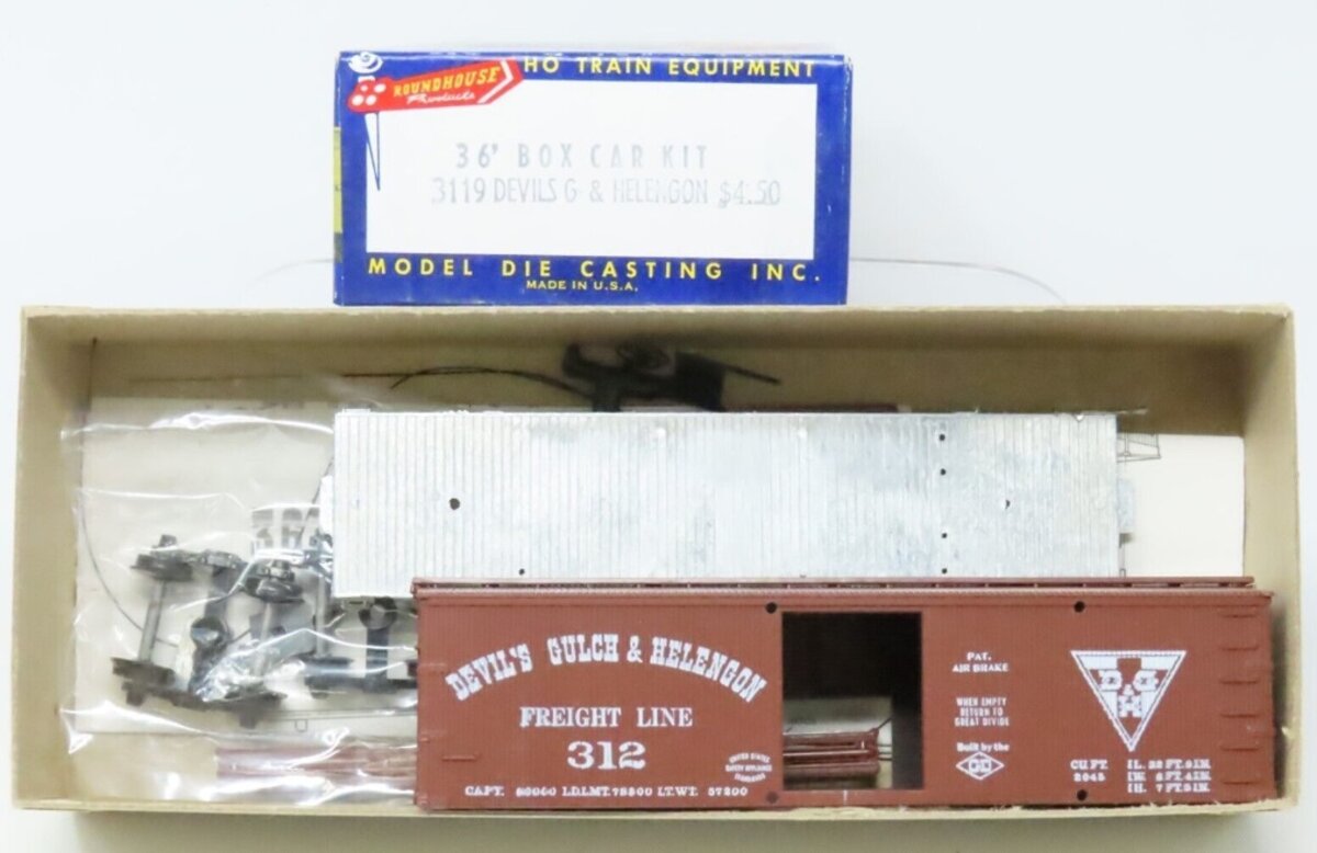 Roundhouse 3119 HO Scale Devil's Gulch & Helengon 36' Box Car # 312 Kit