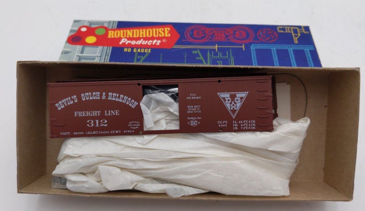 Roundhouse 3119 HO Scale Devil's Gulch & Helengon 36' Box Car # 312 Kit