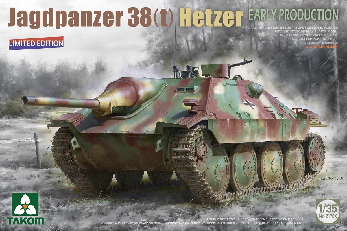 Takom 2170 1:35 Jagdpanzer 38(t) Hetzer Early Production Military Tank Model Kit