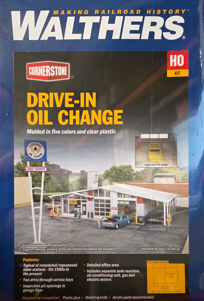 Walthers 933-3543 HO Drive-in Oil Change - Repurposed Gas Station Kit
