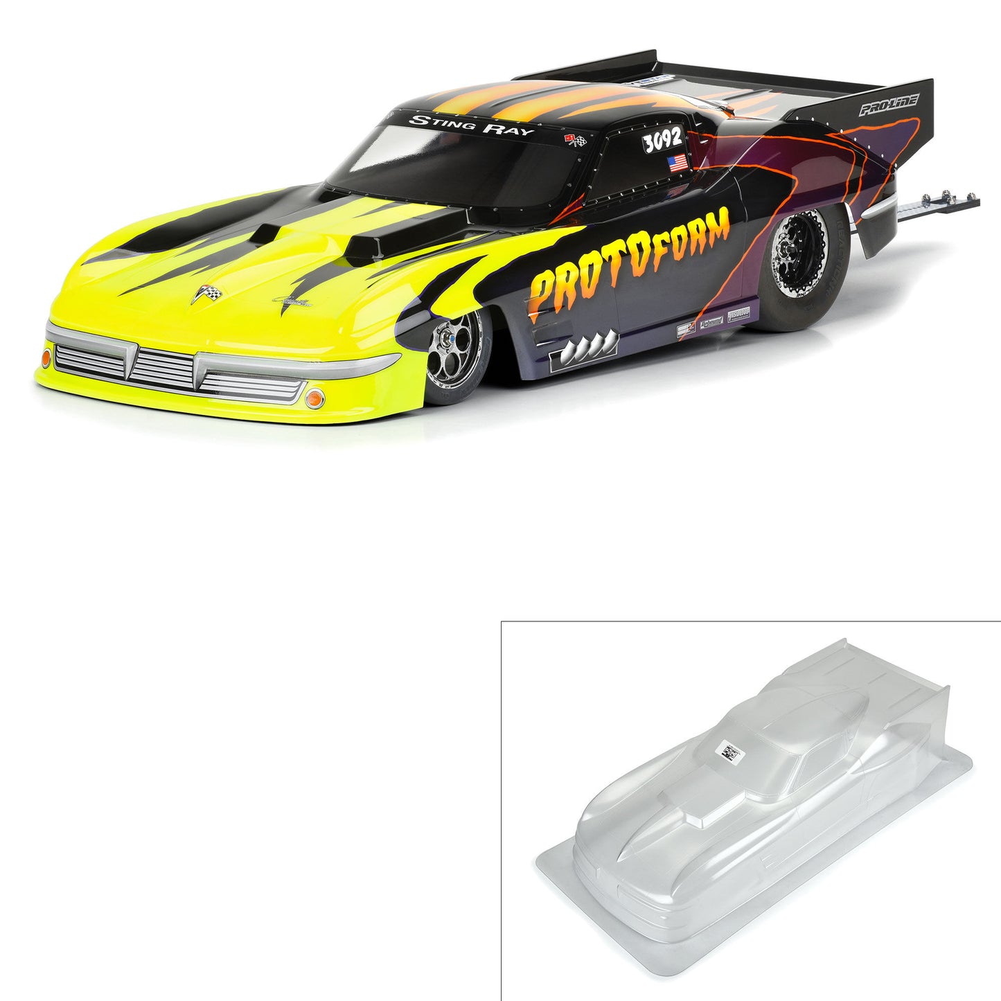 Protoform 158800 1:10 1963 Chevy Corvette Stingray Pro Mod Clear Body: Drag Car
