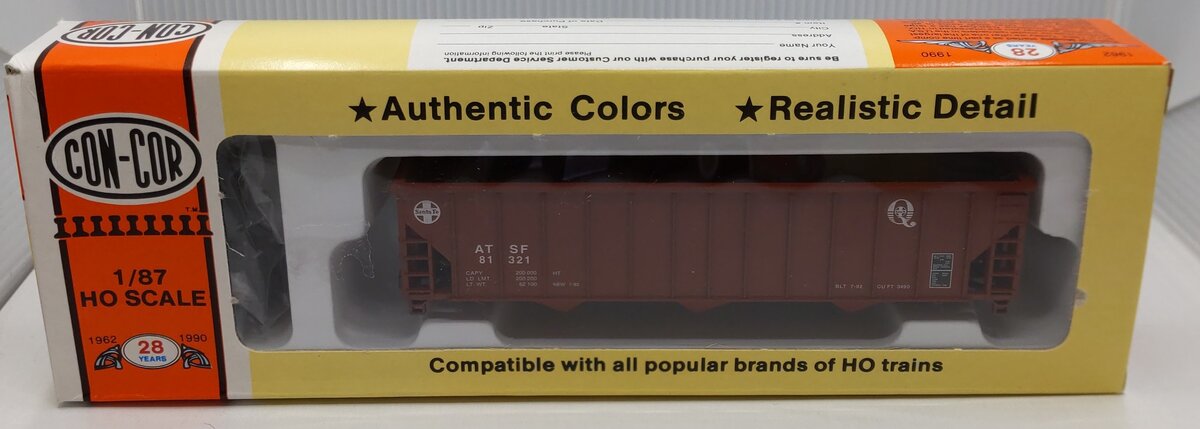 Con-Cor 001-009332-4 HO 12 Panel 100 Ton Coal Hopper Santa Fe "Q" #81321