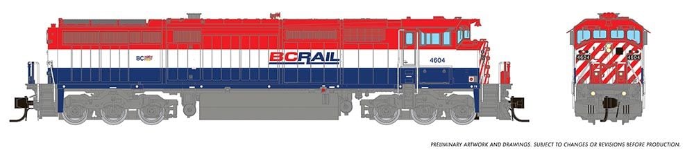Rapido Trains 540047 N BC Rail Dash8-40CM Diesel Locomotive - DC/Silent #4617