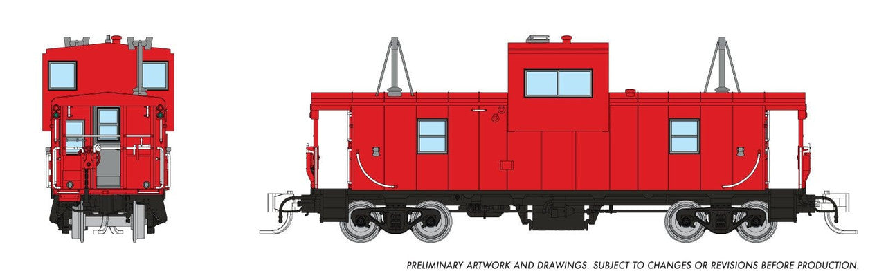 Rapido Trains 510099 N Unlettered Painted Red Wide Vision Caboose