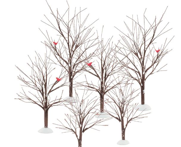Dept 56 52623 Bare Branch Trees with Birds (Set of 6)