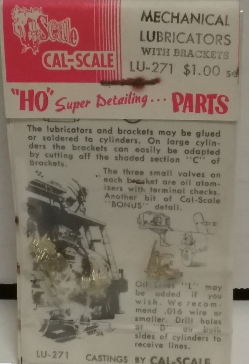 Cal Scale LU-271 HO Mechanical Lubricators w/Brackets