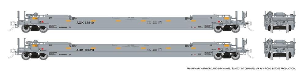Rapido Trains 401056A HO AOK 53' Husky-Stack Well Car Single (Pack of 2)