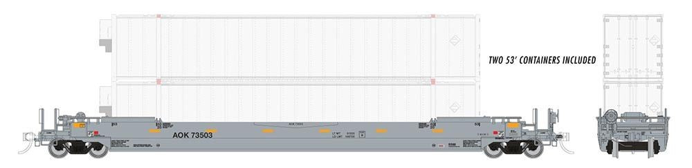 Rapido Trains 401055 HO AOK Gunderson Husky-Stack 53' Well Cars with Containers