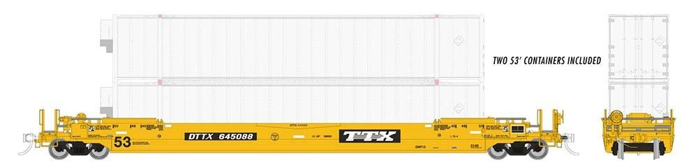 Rapido Trains 401061 HO TTX 53' Husky-Stack Well Car with Containers (Set of 3)