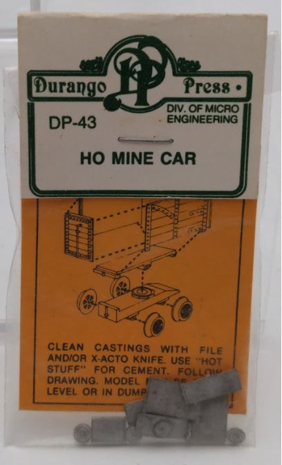 Durango Press DP-43 HO Scale 18" Gauge Mine Car Metal Casting Model Kit