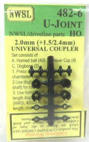 NWSL 482-6 HO Universal Coupler Set 2.0 mm Shaft (1.5 &2.4 mm)