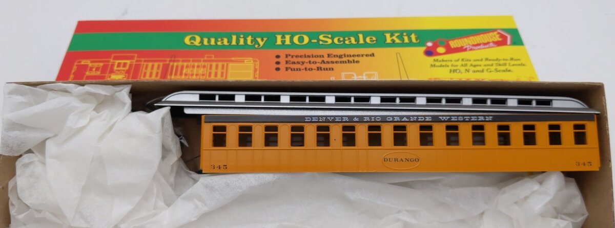 Roundhouse 5251 HO Scale D&RGW / Durango 50' Overland Sleeper Car # 345 Kit