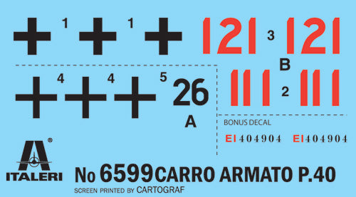 Italeri 6599 1:35 Carro Armato P40 Military Tank Model Kit