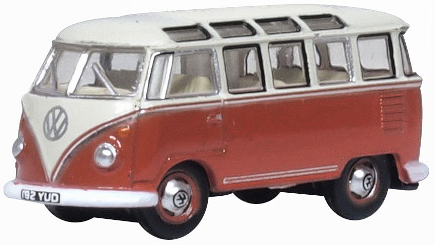 Oxford Diecast NVWS001 N Sealing Wax Red/Beige Grey VW T1 Samba Bus