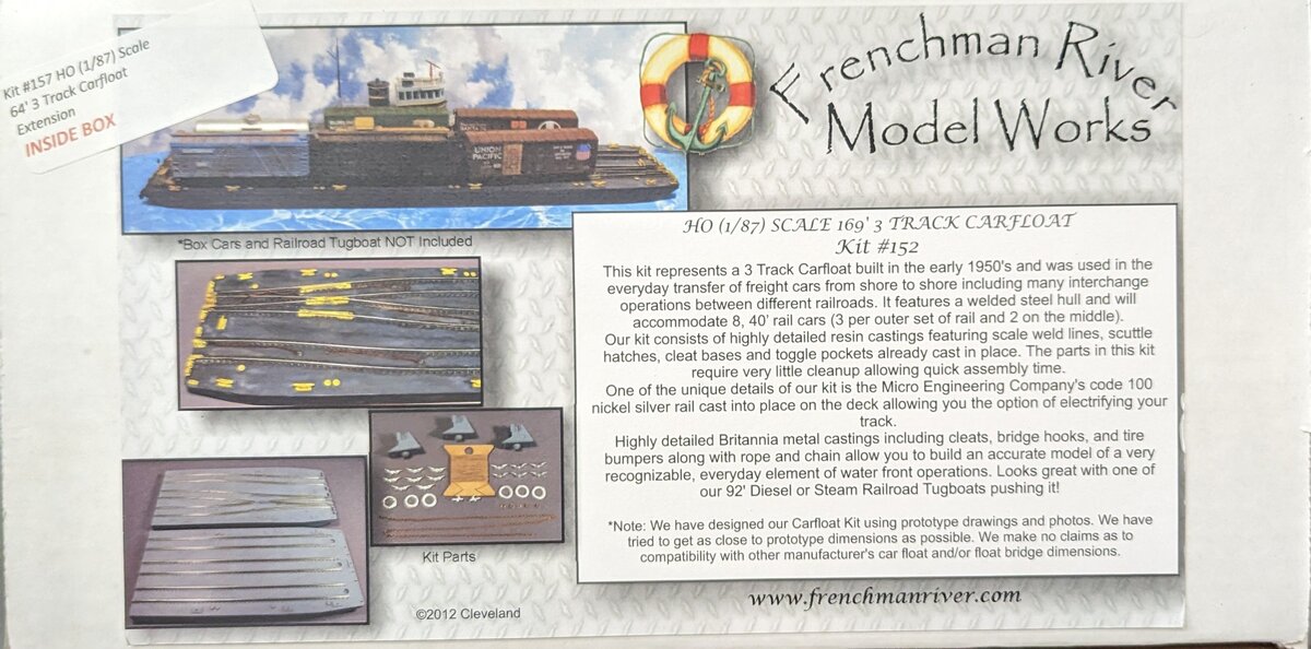 Frenchman River Model Works 152 HO Scale 169' 3 Track Carfloat Building Kit