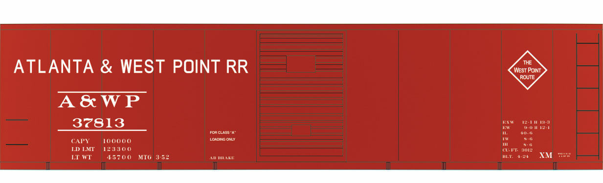 Tichy 10065S S Atlanta and West Point 40' Steel Boxcar Decal Sheet