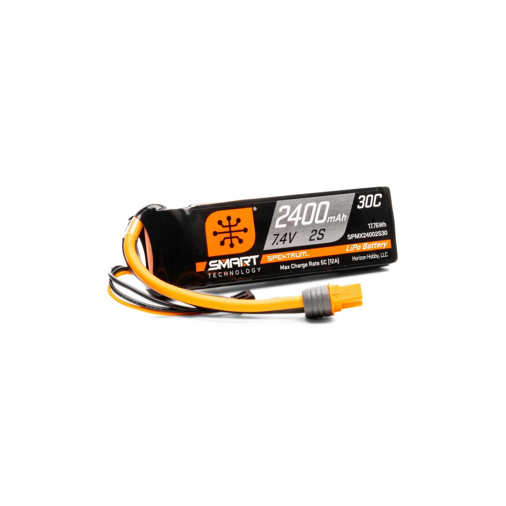 Spektrum SPMX24002S30 IC3 Connector 7.4V 2400mAh 2S Smart 30C LiPo Battery