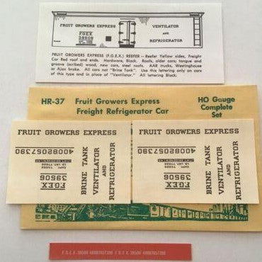 Champ Decals HR-37 HO Fruit Growers Express Freight Refrigerator Decal Set