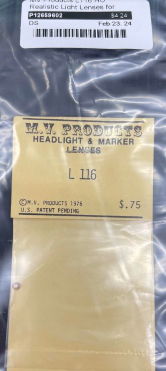 MV Products L116 HO Realistic Light Lenses for Models 1 Clear