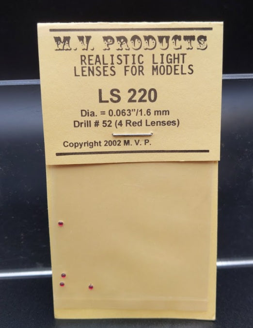 MV Products LS220 HO Scale Realistic Light Lenses for Models Red (Set of 4)