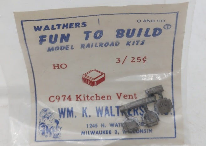 Walthers C974 HO/O Scale Kitchen Vent Metal Part (Pack of 3)