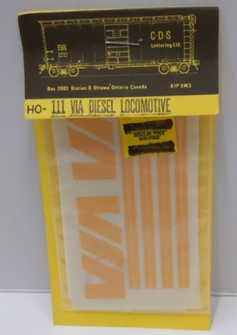 CDS Lettering 111 HO Decal Via Diesel Locomotive